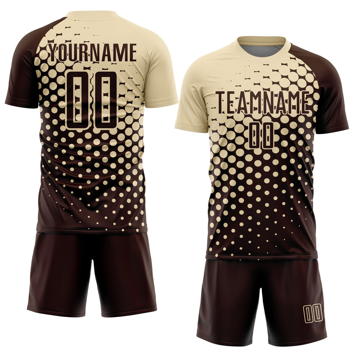 Custom Brown Cream Modern Polka Dot Sublimation Soccer Uniform Jersey Limited