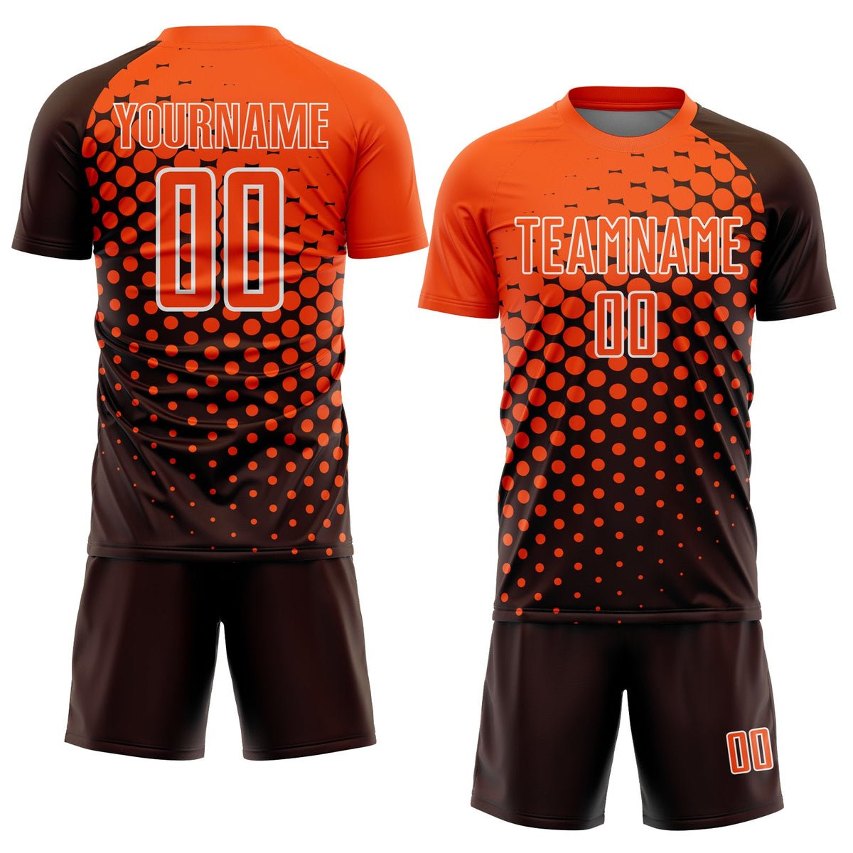 Custom Brown Orange-White Modern Polka Dot Sublimation Soccer Uniform Jersey Limited
