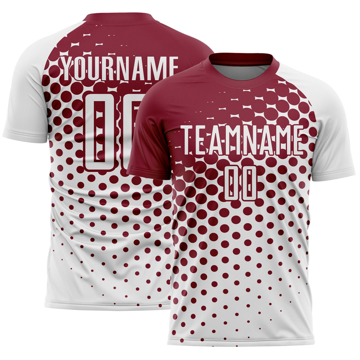 Custom White Crimson Modern Polka Dot Sublimation Soccer Uniform Jersey