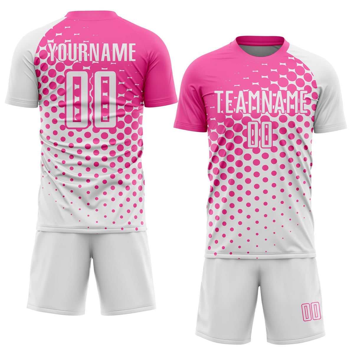 Custom White Pink Modern Polka Dot Sublimation Soccer Uniform Jersey Limited