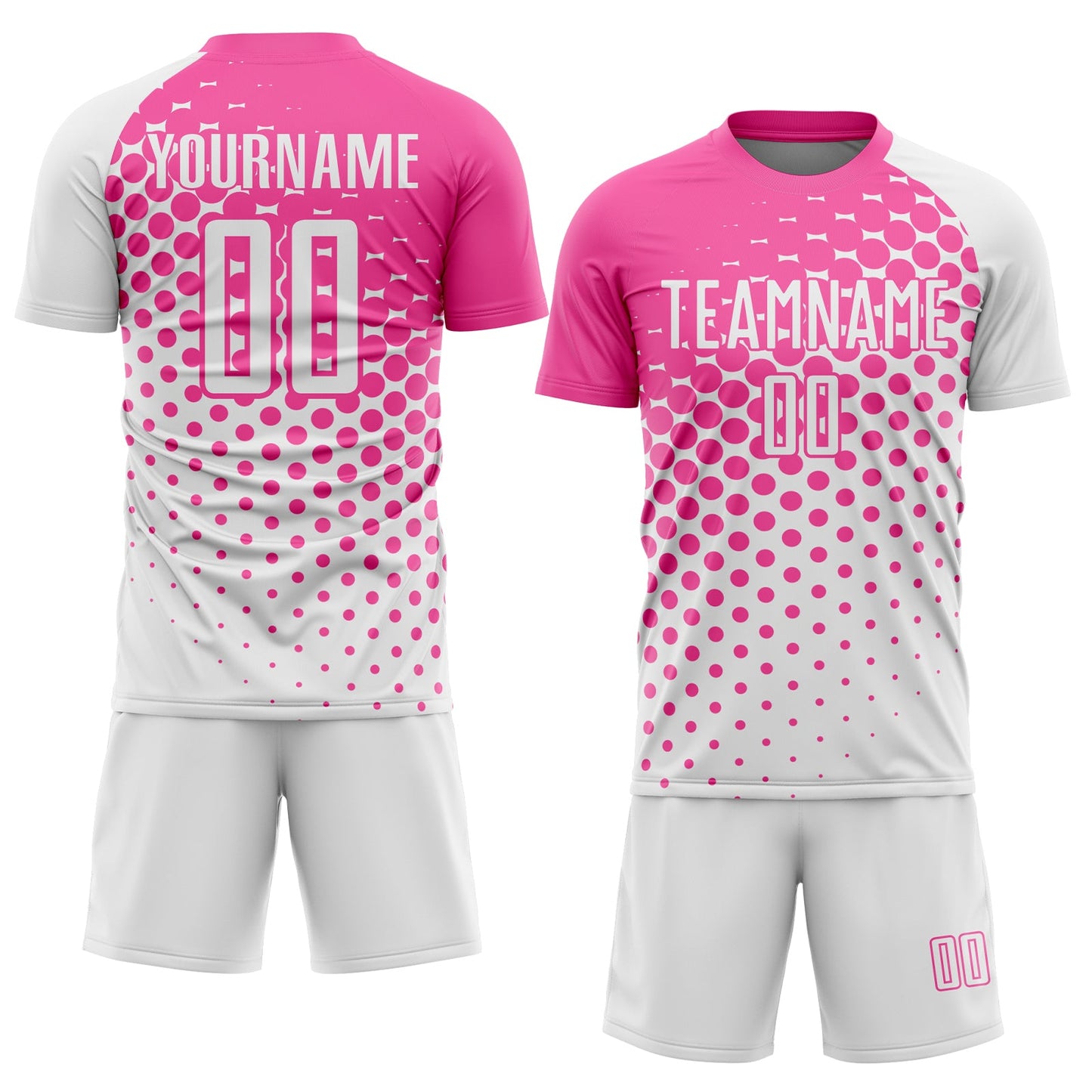 Custom White Pink Modern Polka Dot Sublimation Soccer Uniform Jersey Limited