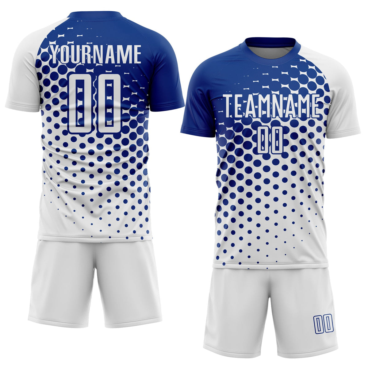 Custom White Royal Modern Polka Dot Sublimation Soccer Uniform Jersey Limited