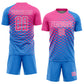 Custom Powder Blue Pink-White Modern Polka Dot Sublimation Soccer Uniform Jersey Limited