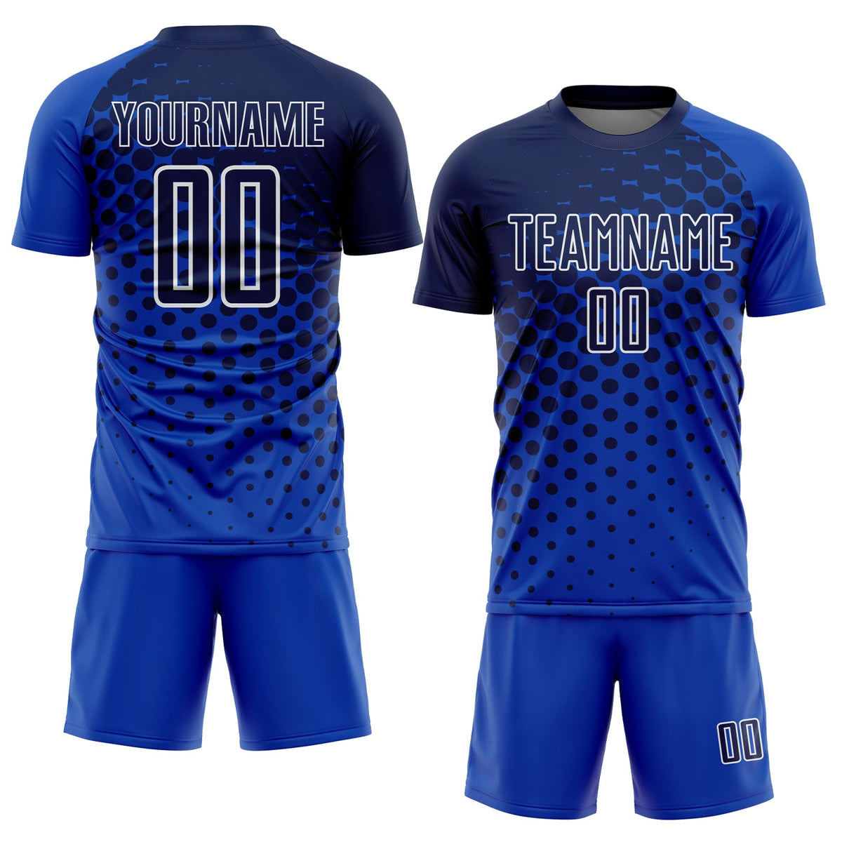 Custom Thunder Blue Navy-White Modern Polka Dot Sublimation Soccer Uniform Jersey Limited