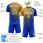 Custom Thunder Blue Old Gold-White Modern Polka Dot Sublimation Soccer Uniform Jersey Limited