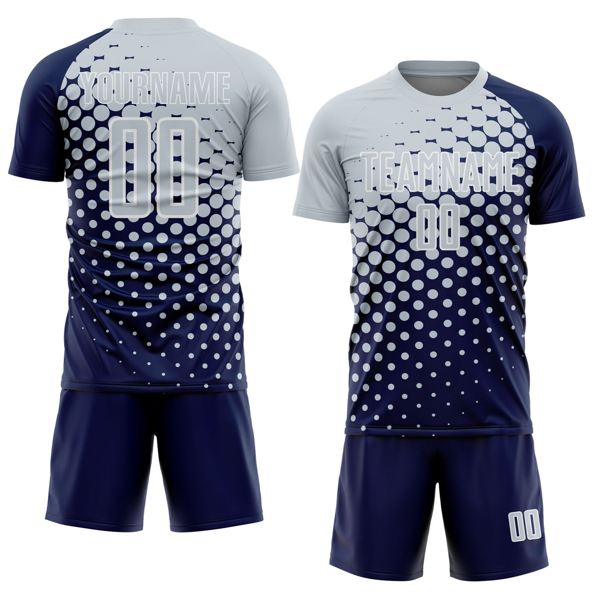 Custom Navy Silver-White Modern Polka Dot Sublimation Soccer Uniform Jersey Limited