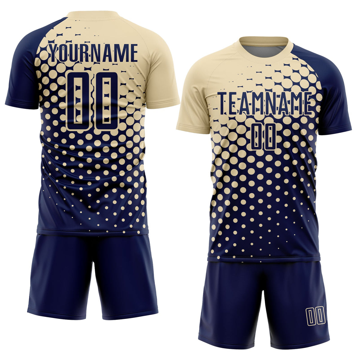 Custom Navy Cream Modern Polka Dot Sublimation Soccer Uniform Jersey Limited