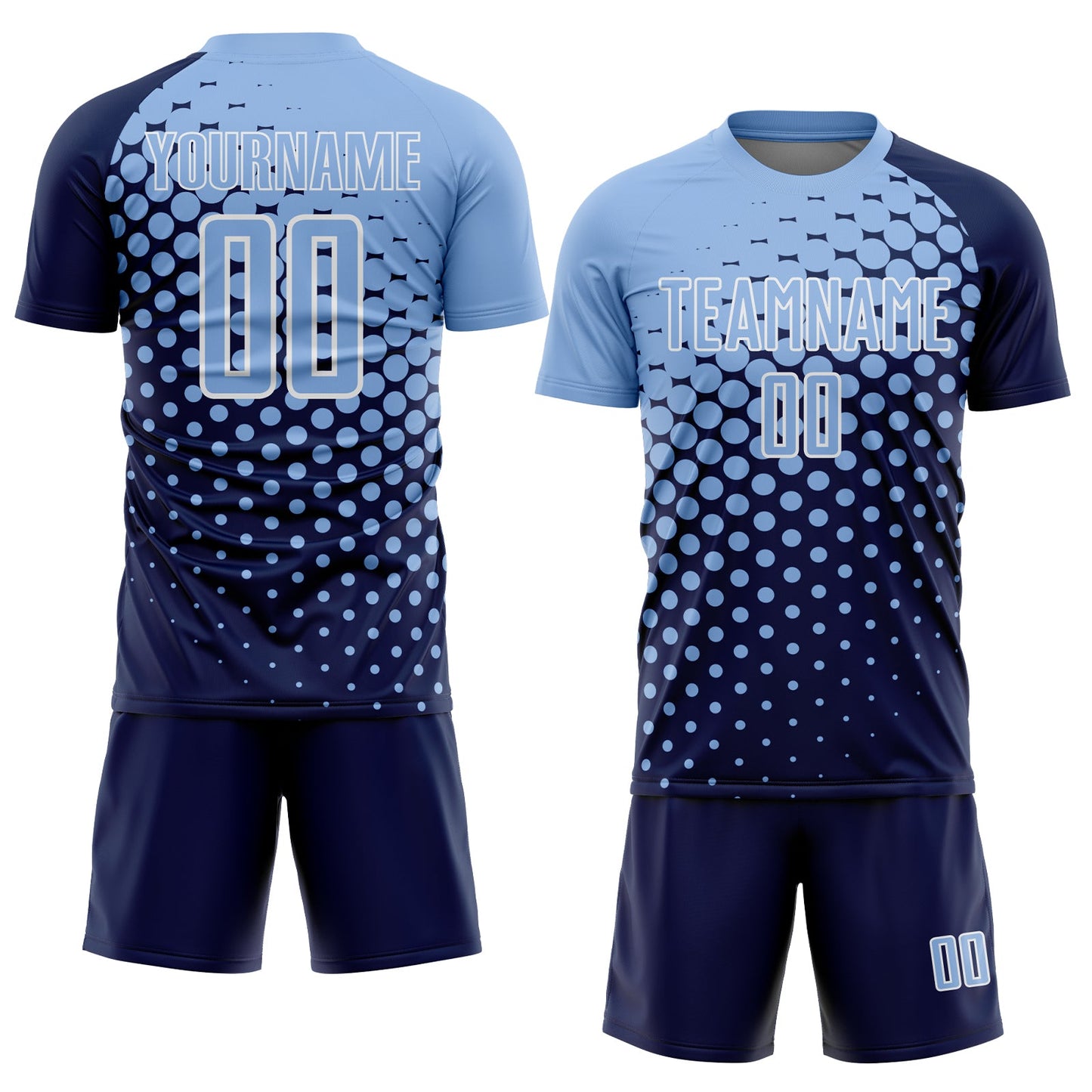 Custom Navy Light Blue-White Modern Polka Dot Sublimation Soccer Uniform Jersey Limited