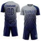 Custom Navy Gray Modern Polka Dot Sublimation Soccer Uniform Jersey Limited