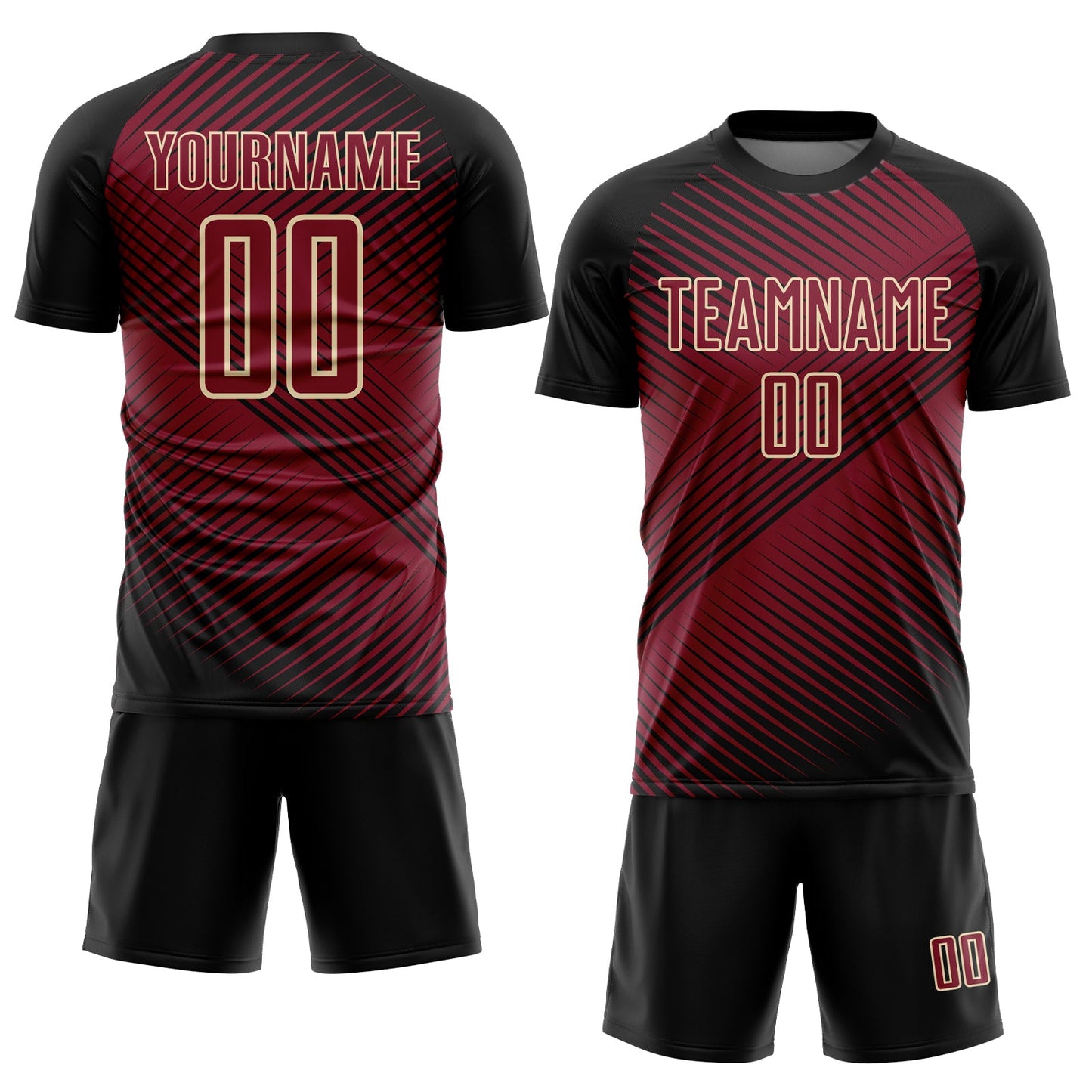 Custom Black Crimson-Cream Line Sublimation Soccer Uniform Jersey Limited