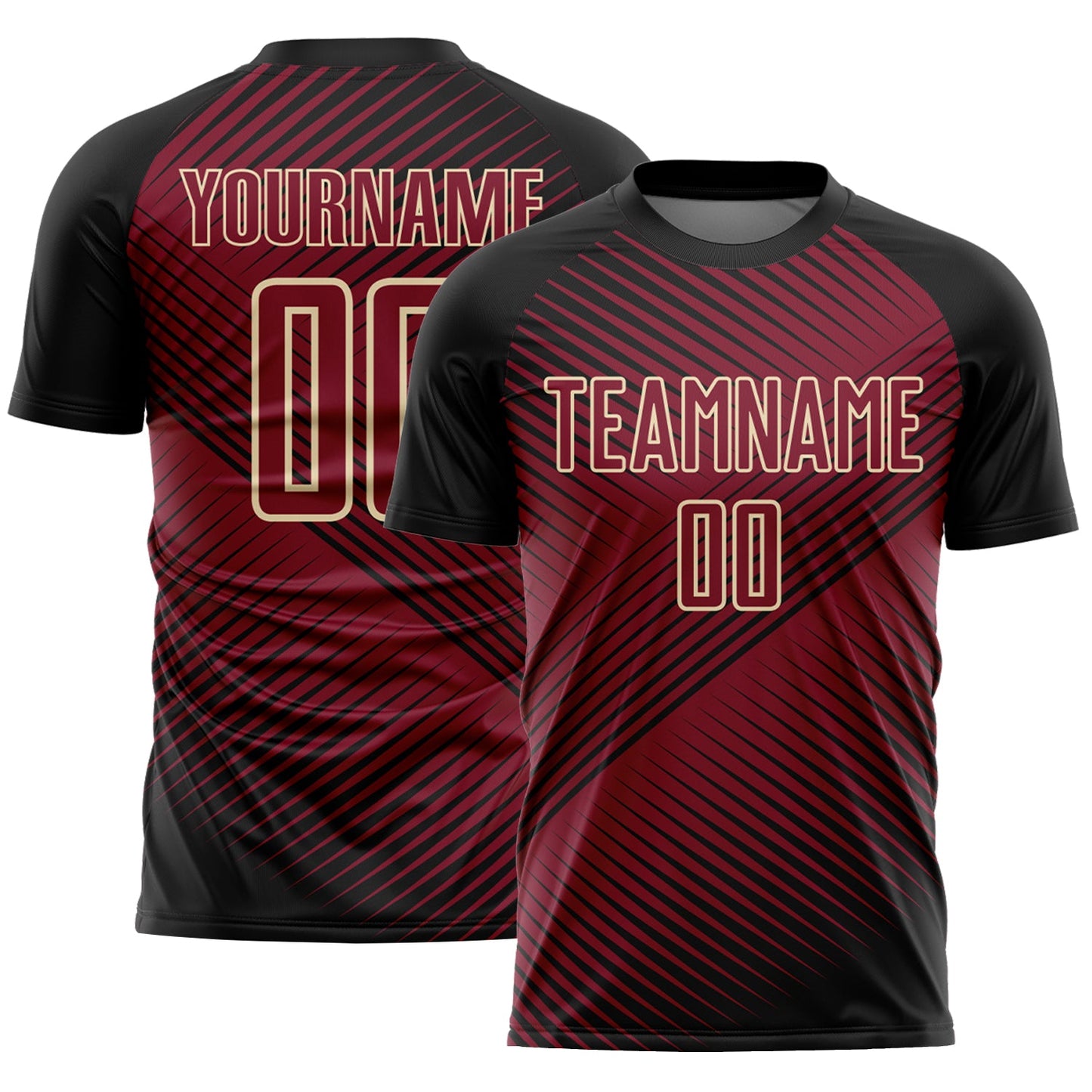 Custom Black Crimson-Cream Line Sublimation Soccer Uniform Jersey