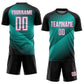 Custom Black White Aqua-Pink Line Sublimation Soccer Uniform Jersey Limited