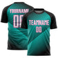 Custom Black White Aqua-Pink Line Sublimation Soccer Uniform Jersey