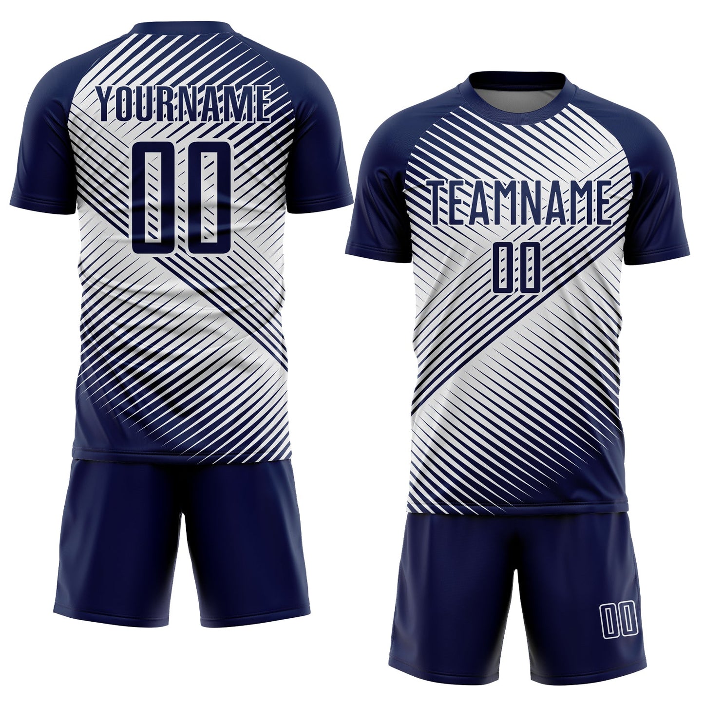 Custom Navy White Line Sublimation Soccer Uniform Jersey Limited