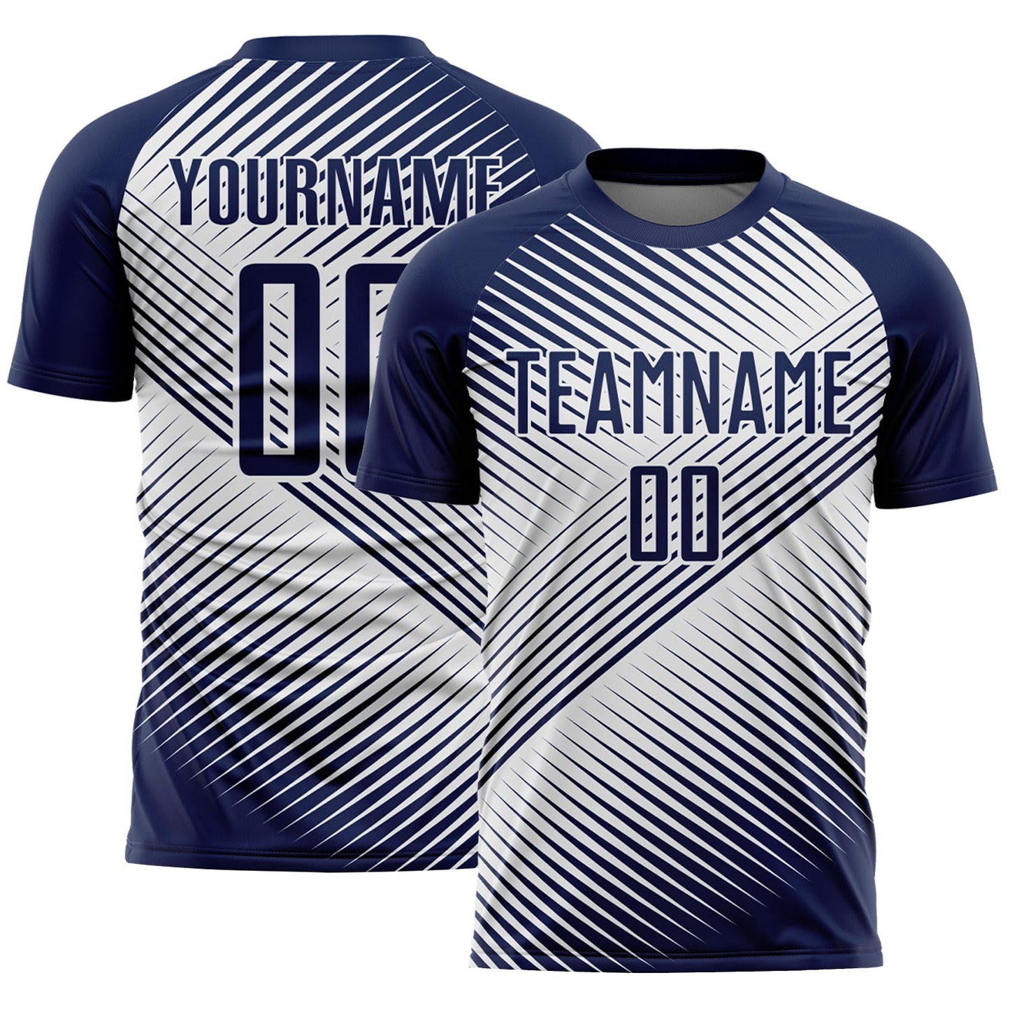 Custom Navy White Line Sublimation Soccer Uniform Jersey