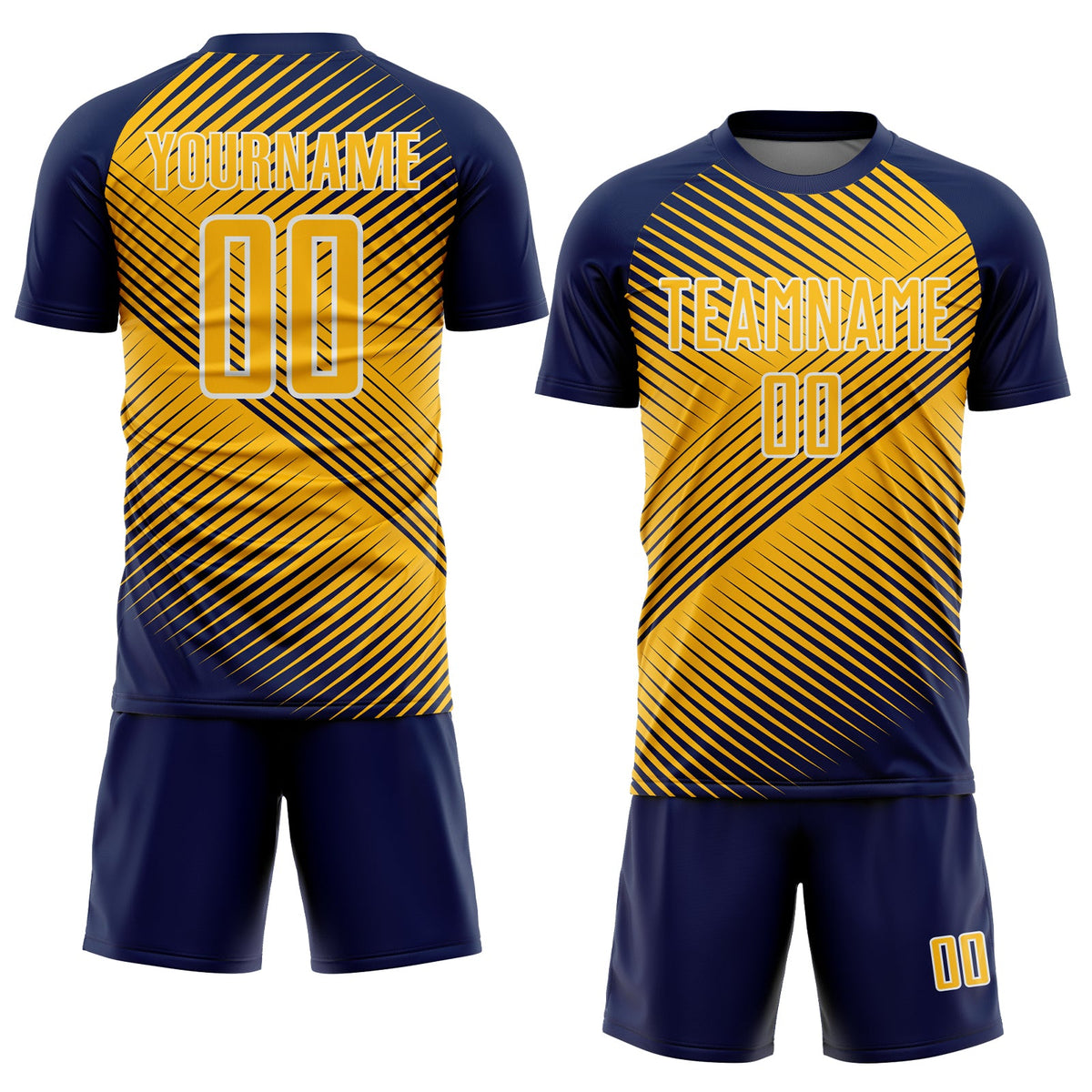 Custom Navy Gold-White Line Sublimation Soccer Uniform Jersey Limited