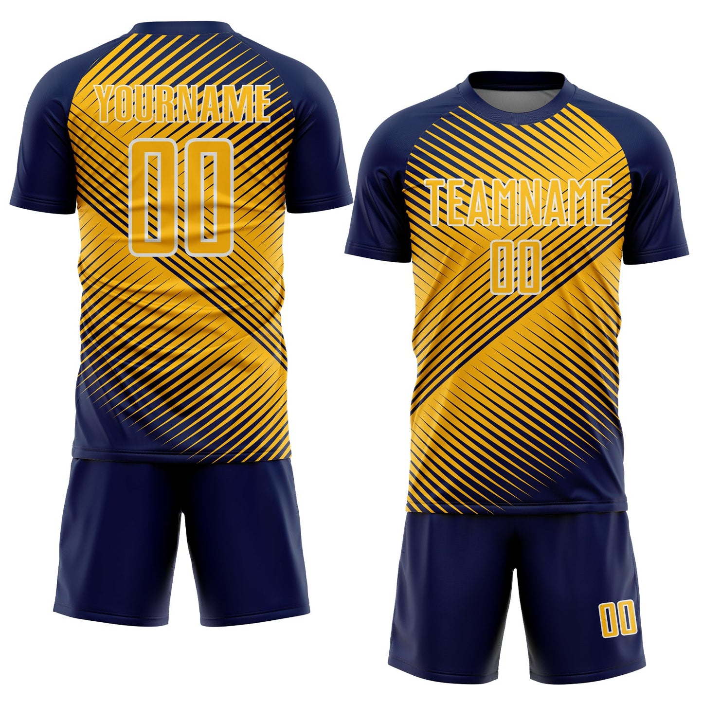 Custom Navy Gold-White Line Sublimation Soccer Uniform Jersey Limited