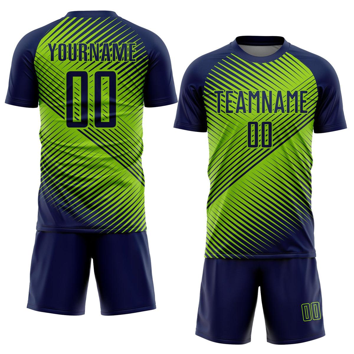 Custom Navy Neon Green Line Sublimation Soccer Uniform Jersey Limited