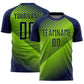 Custom Navy Neon Green Line Sublimation Soccer Uniform Jersey