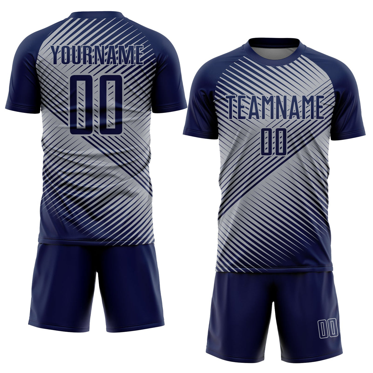 Custom Navy Gray Line Sublimation Soccer Uniform Jersey Limited