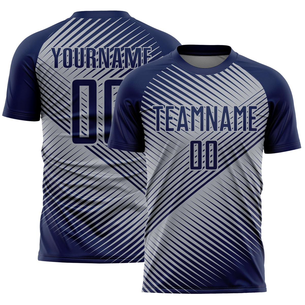 Custom Navy Gray Line Sublimation Soccer Uniform Jersey