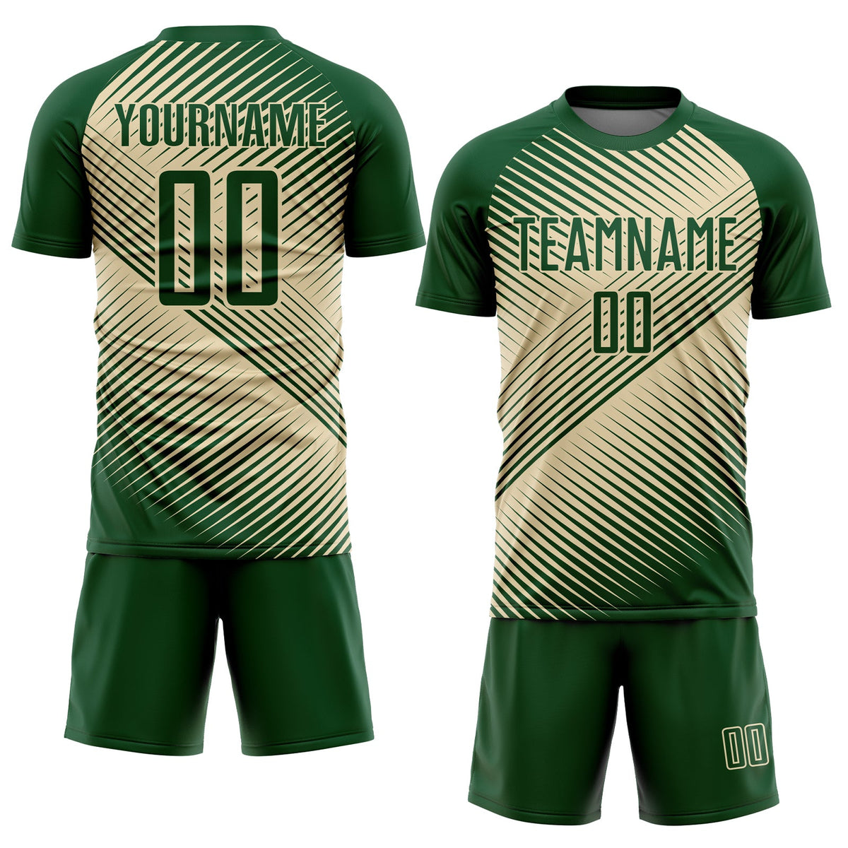 Custom Green Cream Line Sublimation Soccer Uniform Jersey Limited