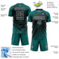 Custom Teal Black-White Line Sublimation Soccer Uniform Jersey Limited