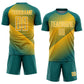Custom Teal Gold-White Line Sublimation Soccer Uniform Jersey Limited
