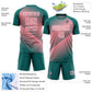 Custom Teal Medium Pink-White Line Sublimation Soccer Uniform Jersey Limited