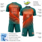 Custom Teal Orange-White Line Sublimation Soccer Uniform Jersey Limited