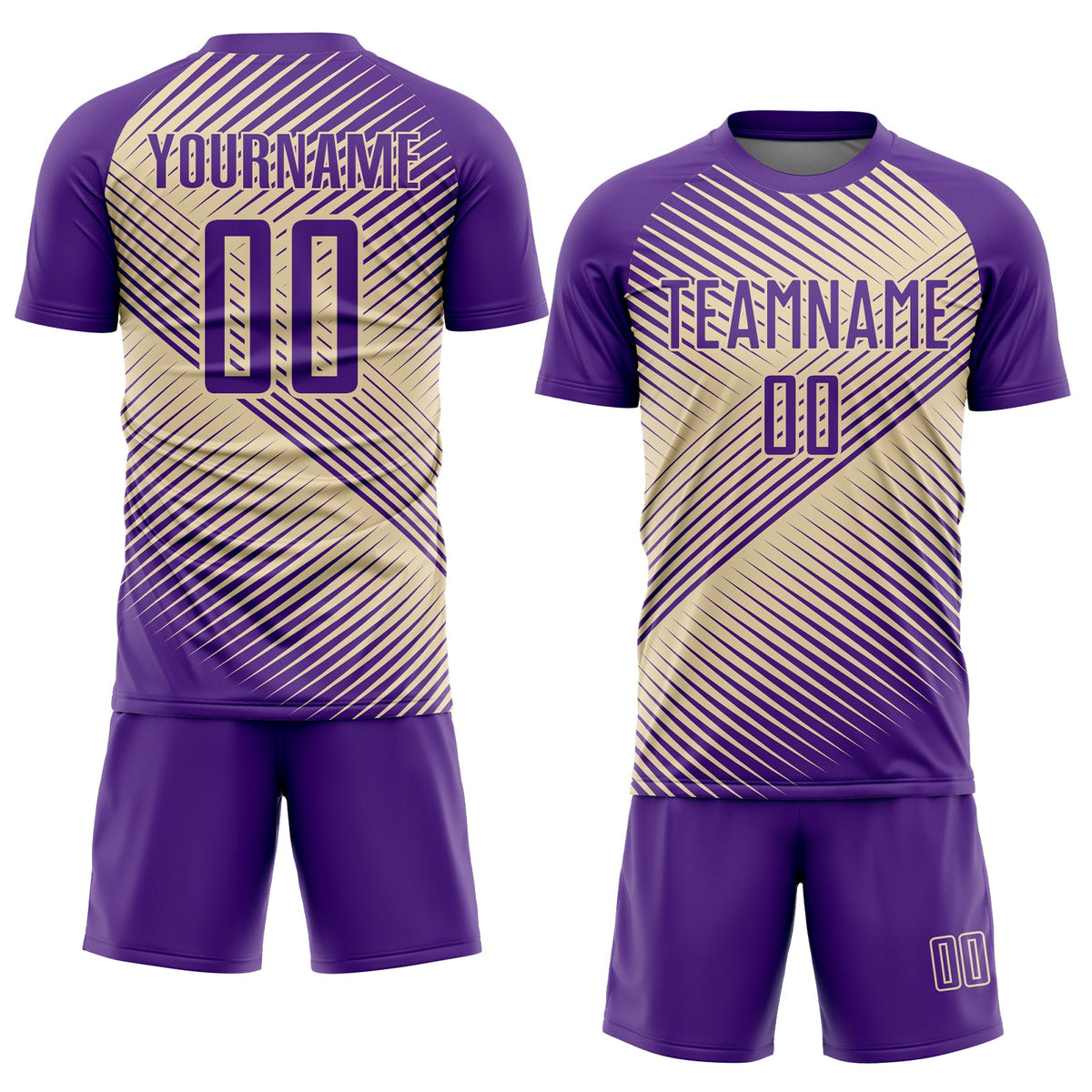 Custom Purple Cream Line Sublimation Soccer Uniform Jersey Limited