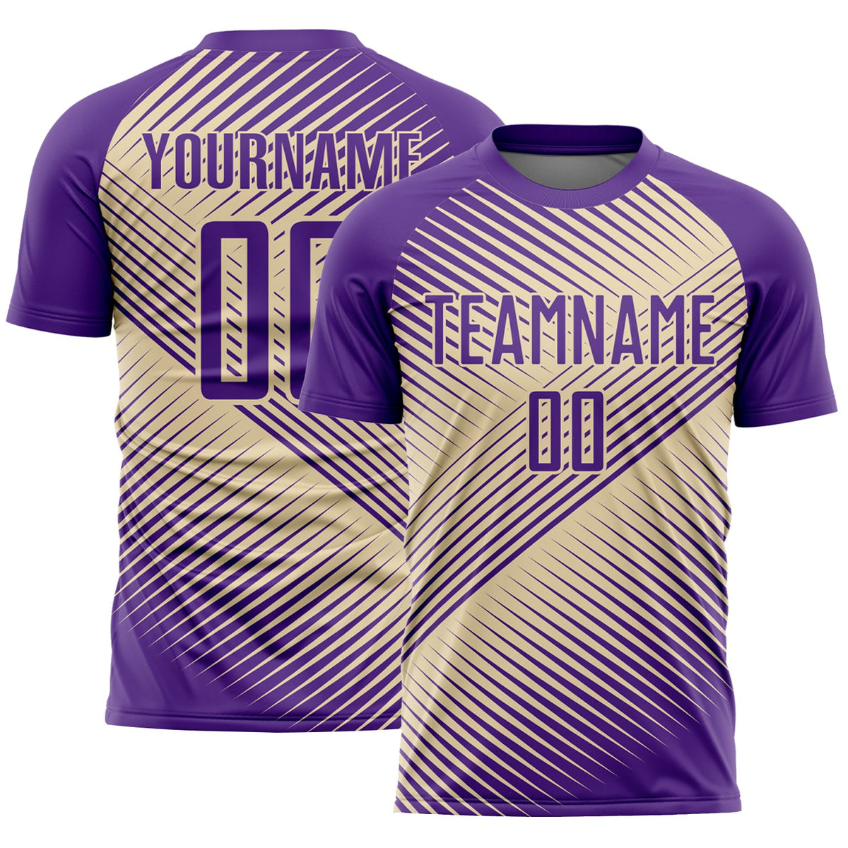 Custom Purple Cream Line Sublimation Soccer Uniform Jersey