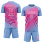 Custom Light Blue Pink-White Line Sublimation Soccer Uniform Jersey Limited