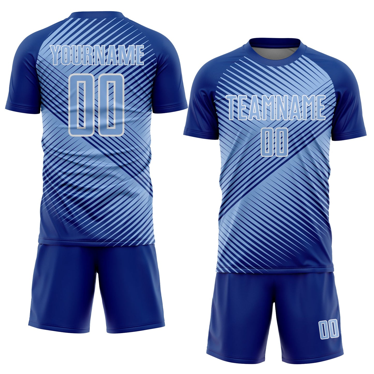 Custom Royal Light Blue-White Line Sublimation Soccer Uniform Jersey Limited