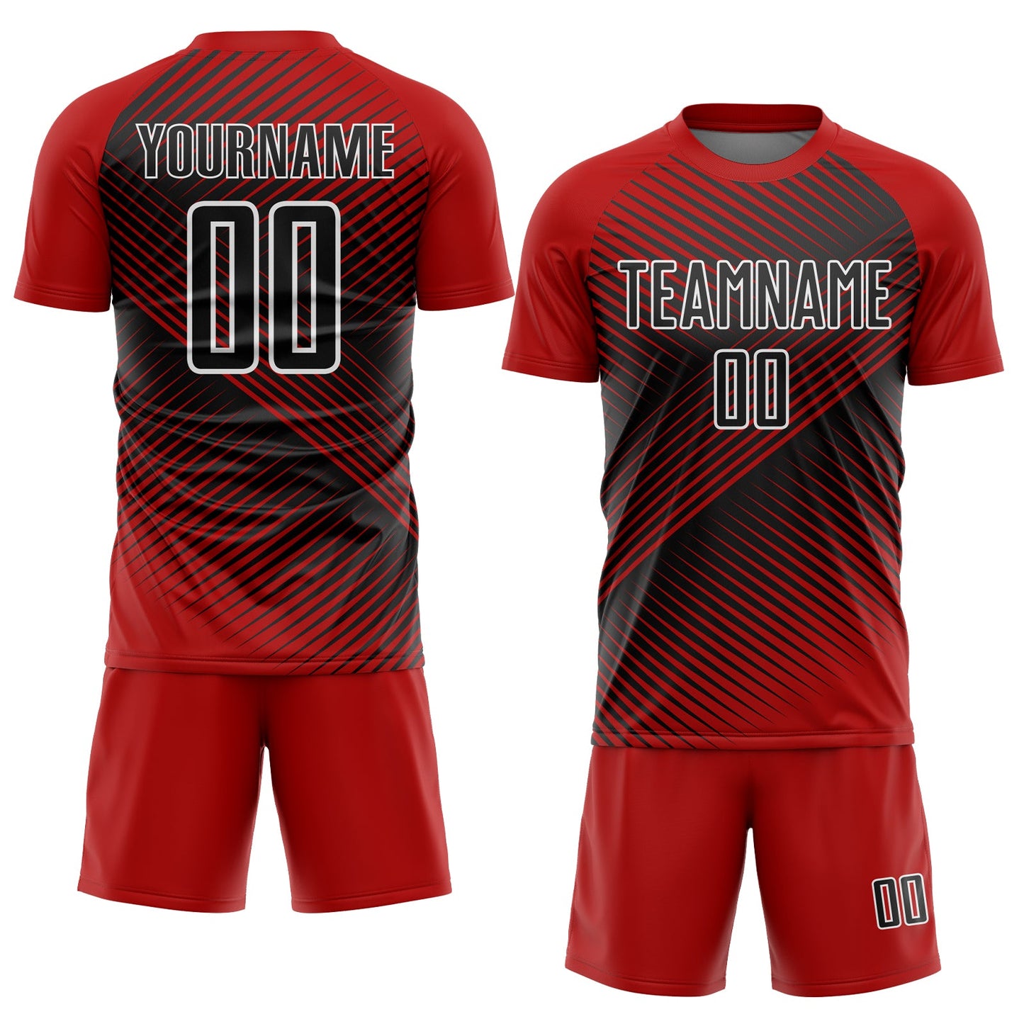 Custom Red Black-White Line Sublimation Soccer Uniform Jersey Limited