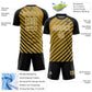 Custom Black Old Gold-White Lines Sublimation Soccer Uniform Jersey Limited