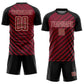Custom Black Crimson-Cream Lines Sublimation Soccer Uniform Jersey Limited