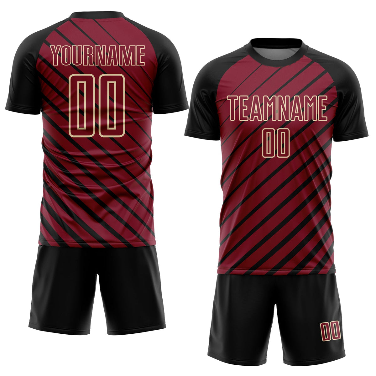 Custom Black Crimson-Cream Lines Sublimation Soccer Uniform Jersey Limited