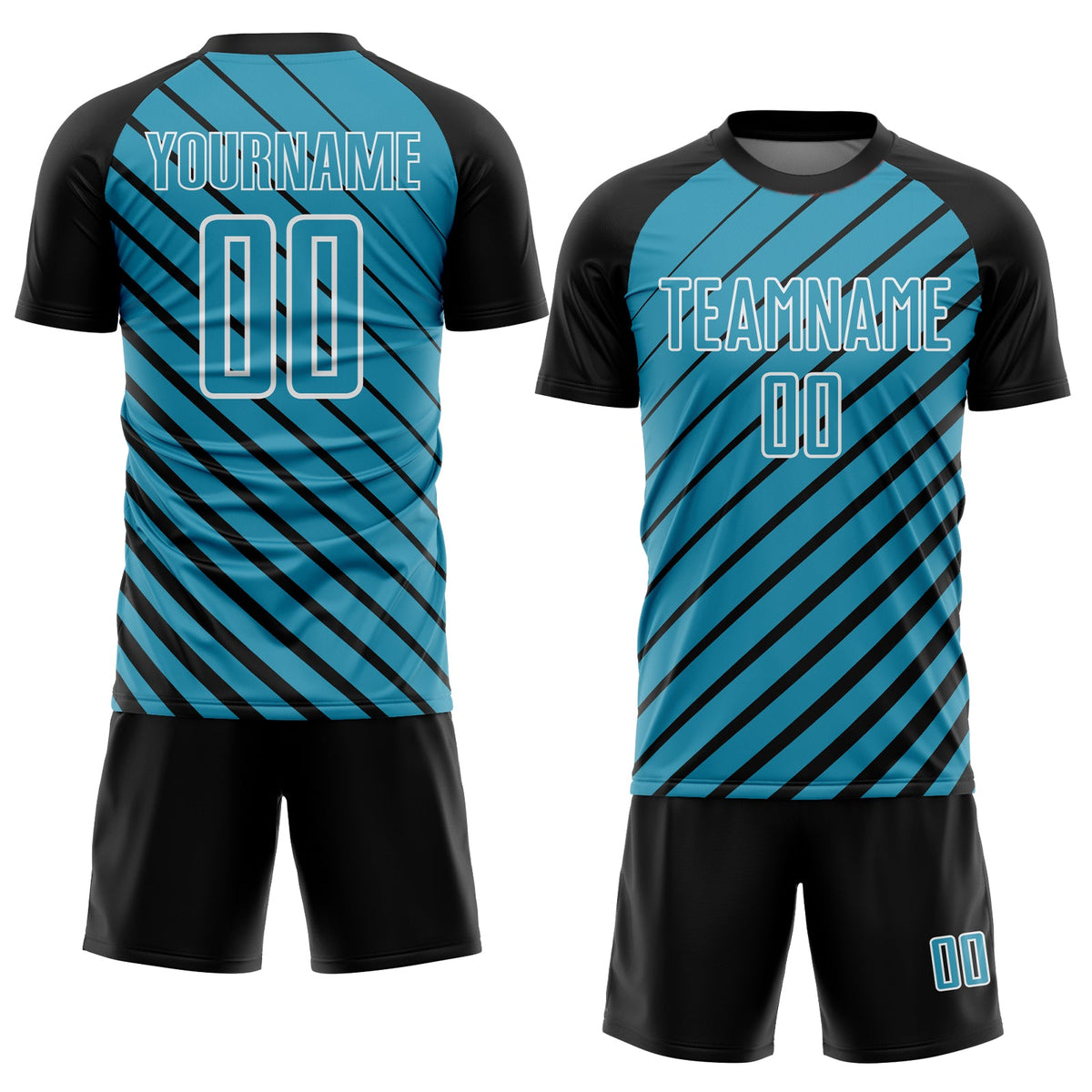 Custom Black Panther Blue-White Lines Sublimation Soccer Uniform Jersey Limited