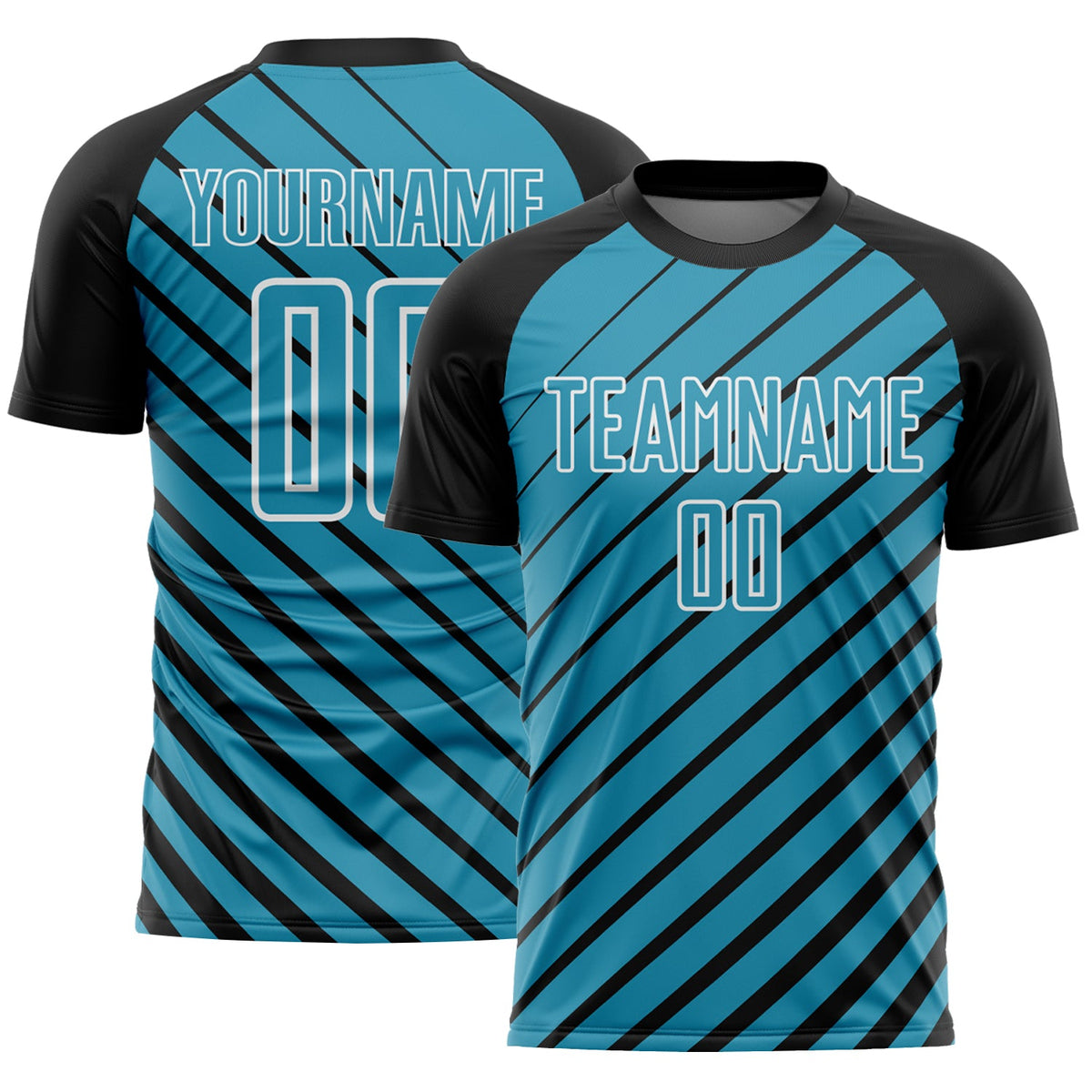 Custom Black Panther Blue-White Lines Sublimation Soccer Uniform Jersey