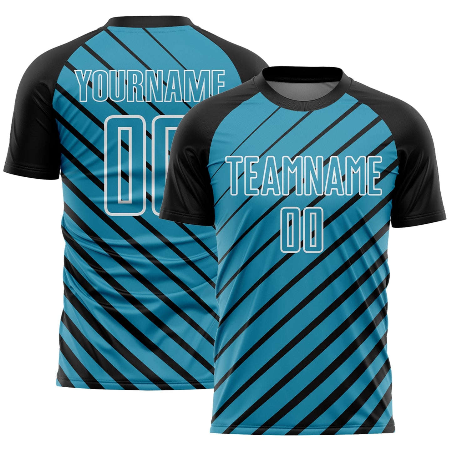 Custom Black Panther Blue-White Lines Sublimation Soccer Uniform Jersey