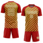 Custom Red Old Gold-White Lines Sublimation Soccer Uniform Jersey Limited