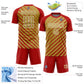 Custom Red Old Gold-White Lines Sublimation Soccer Uniform Jersey Limited
