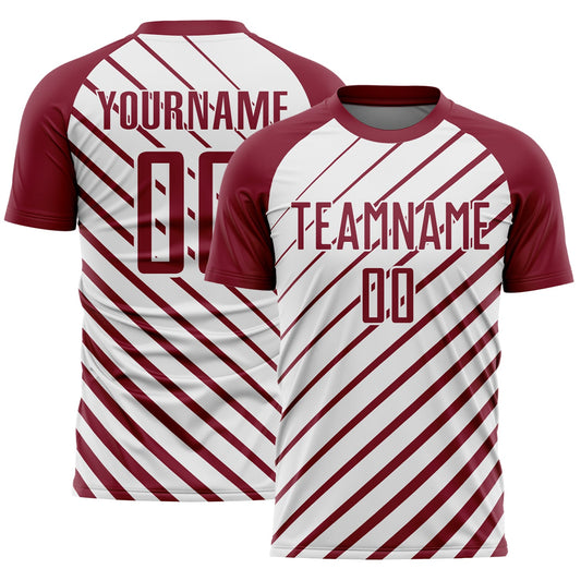 Custom Crimson White Lines Sublimation Soccer Uniform Jersey