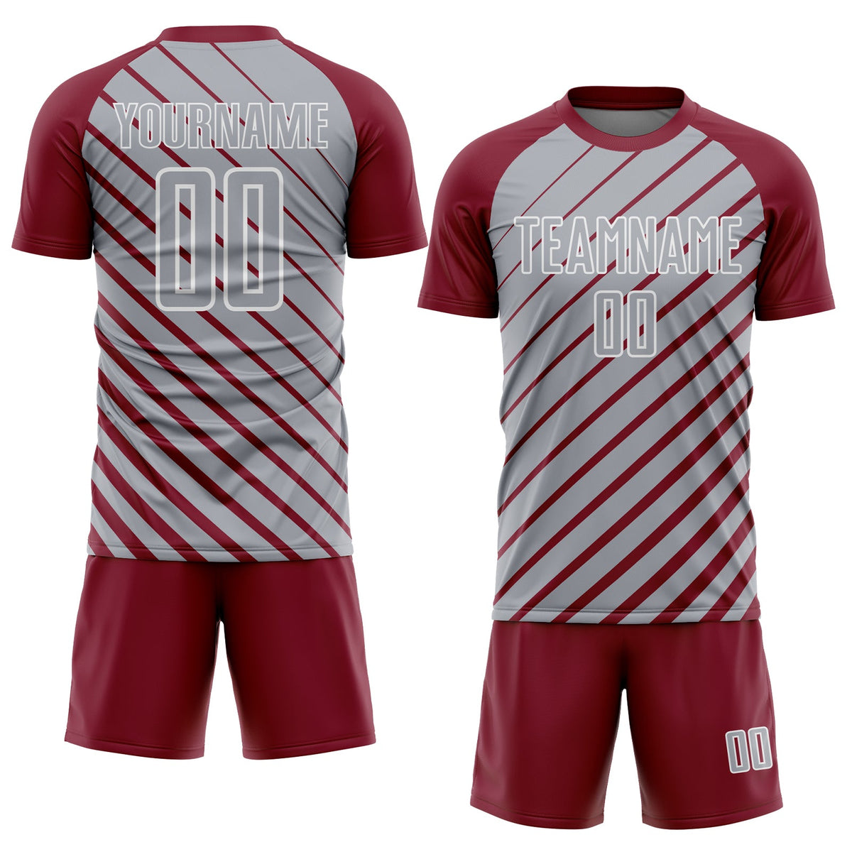 Custom Crimson Gray-White Lines Sublimation Soccer Uniform Jersey Limited