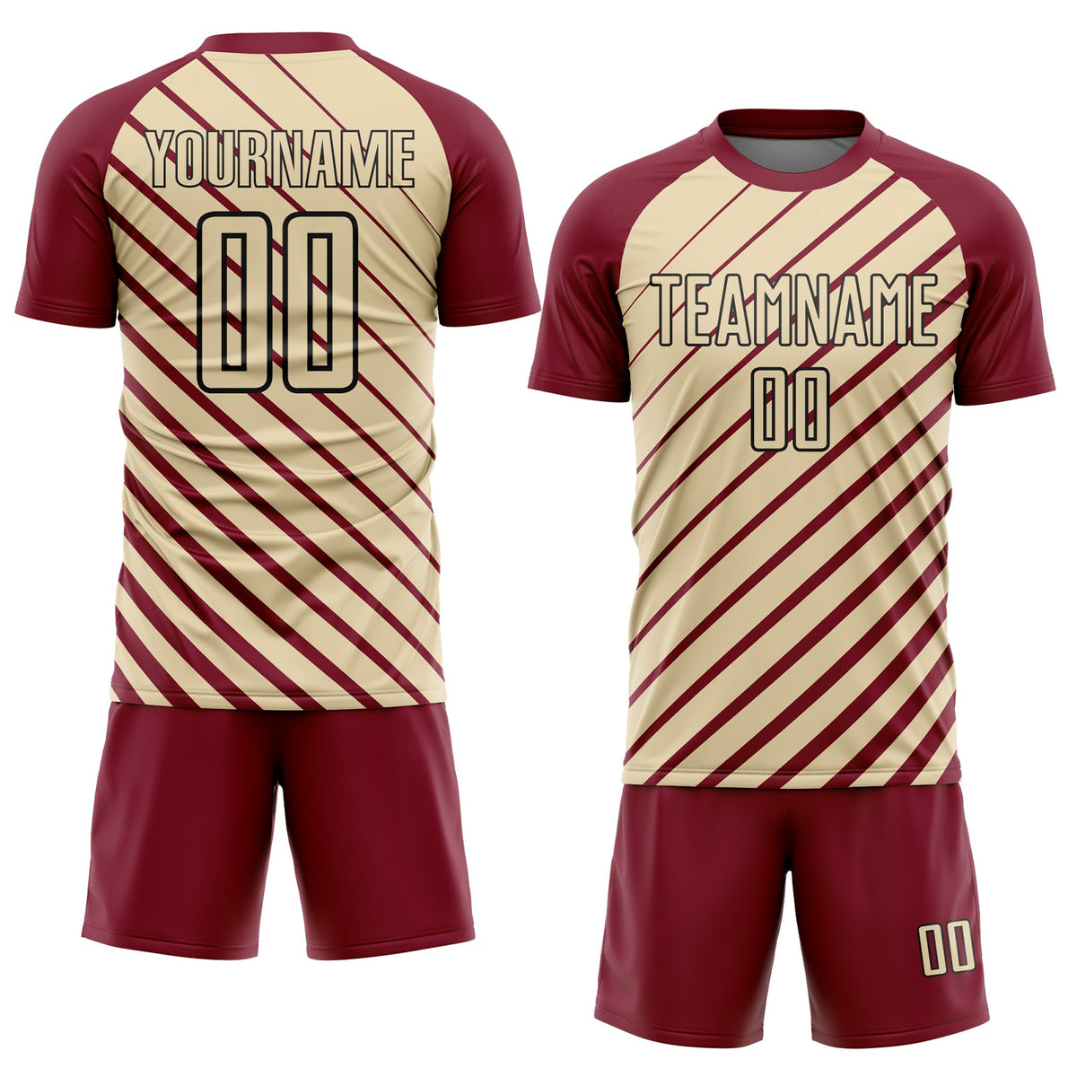 Custom Crimson Cream-Black Lines Sublimation Soccer Uniform Jersey Limited