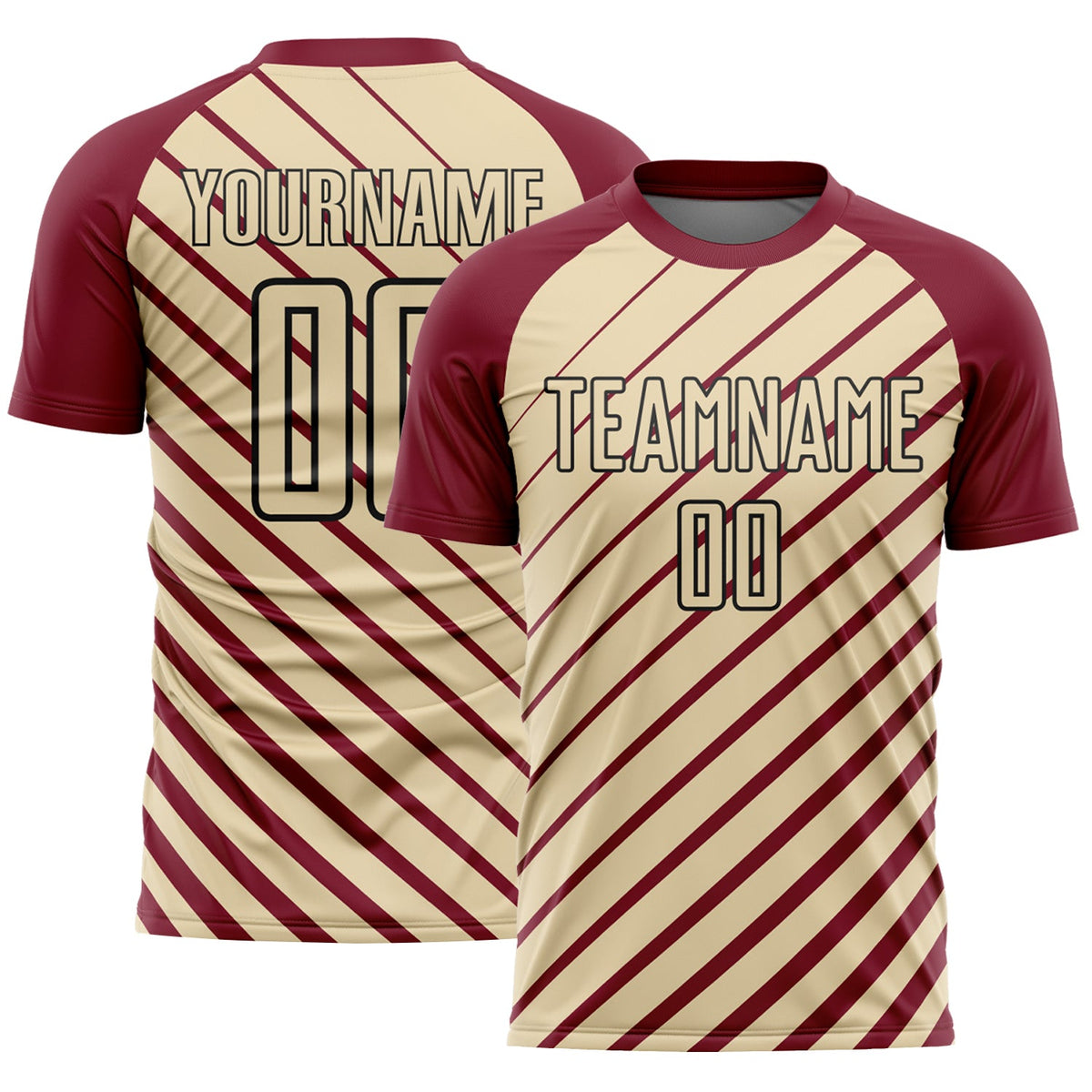 Custom Crimson Cream-Black Lines Sublimation Soccer Uniform Jersey