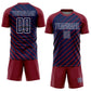 Custom Crimson Navy-White Lines Sublimation Soccer Uniform Jersey Limited