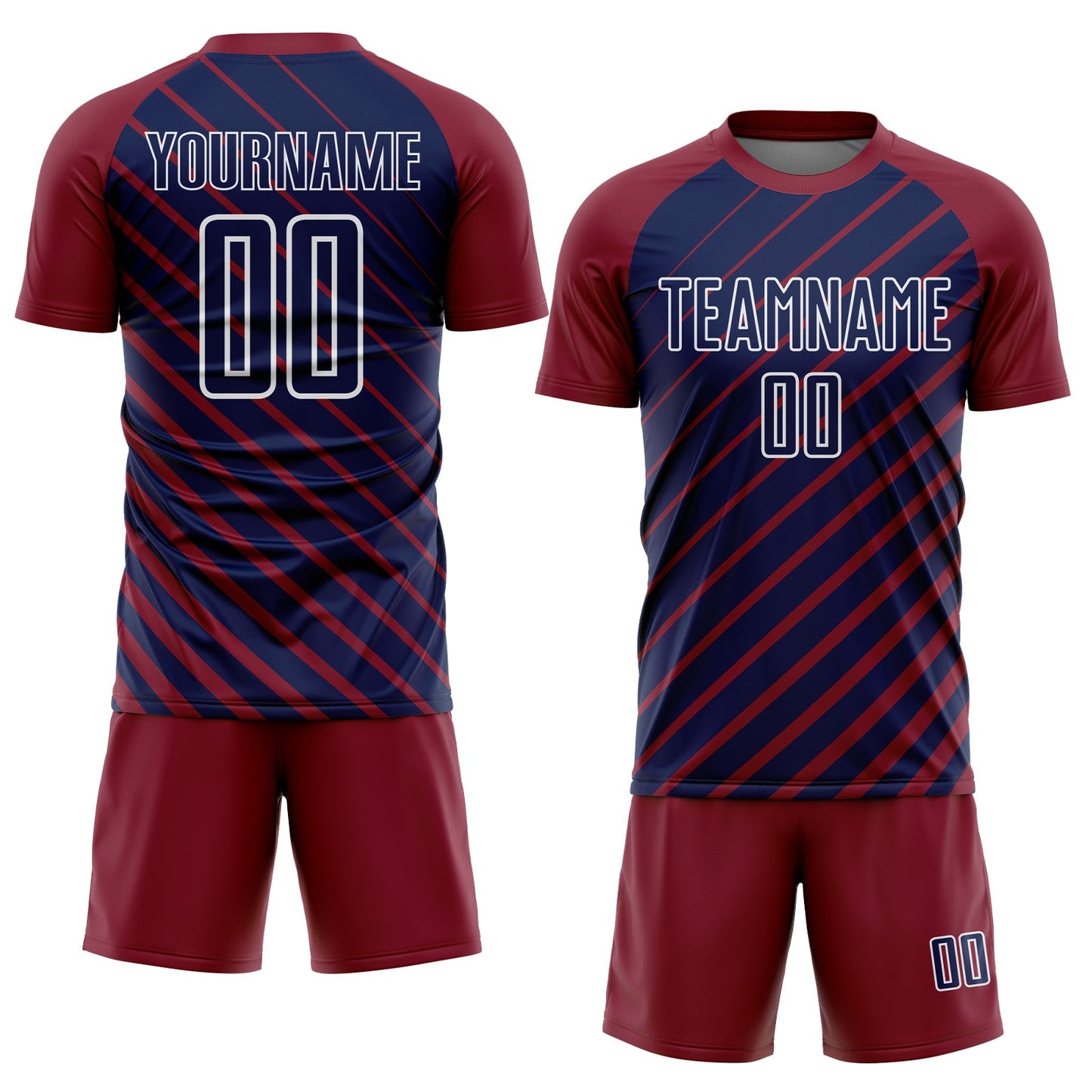 Custom Crimson Navy-White Lines Sublimation Soccer Uniform Jersey Limited