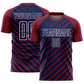 Custom Crimson Navy-White Lines Sublimation Soccer Uniform Jersey